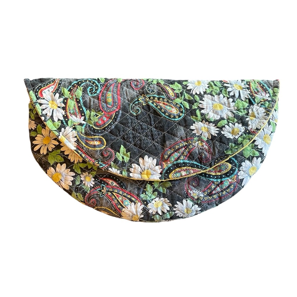 Vintage Handmade Cheerful Quilted Floral Paisley Clutch Purse